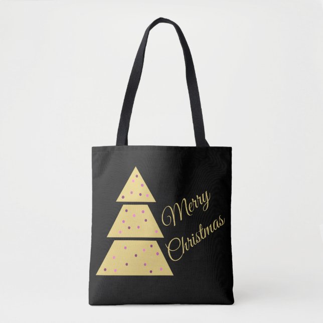 Bolso De Tela Elegant Golden Christmas Tree Tote Bag (Anverso)