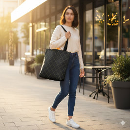 Bolso De Tela Elegant Metallic Gold Box Stripe Black
