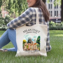Bolso De Tela Elegant Milan Italy Cityscape Watercolor 