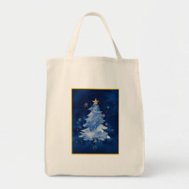 Bolso De Tela Elegant Navy Blue Christmas Tree Monogram