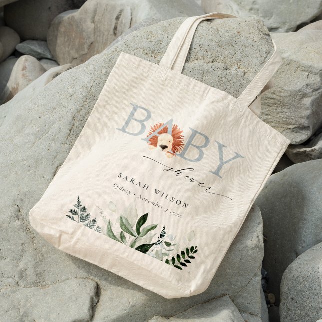 Bolso De Tela Elegant Pastel Cute Boho Lion Foliage Baby Shower (Subido por el creador)
