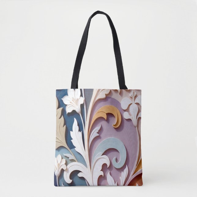 Bolso De Tela Elegant Pastel Floral Relief Pattern (Anverso)