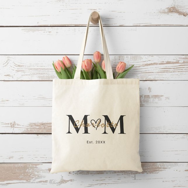 Bolso De Tela Elegant Personalized Mom Name Est Year Tote Bag (Subido por el creador)
