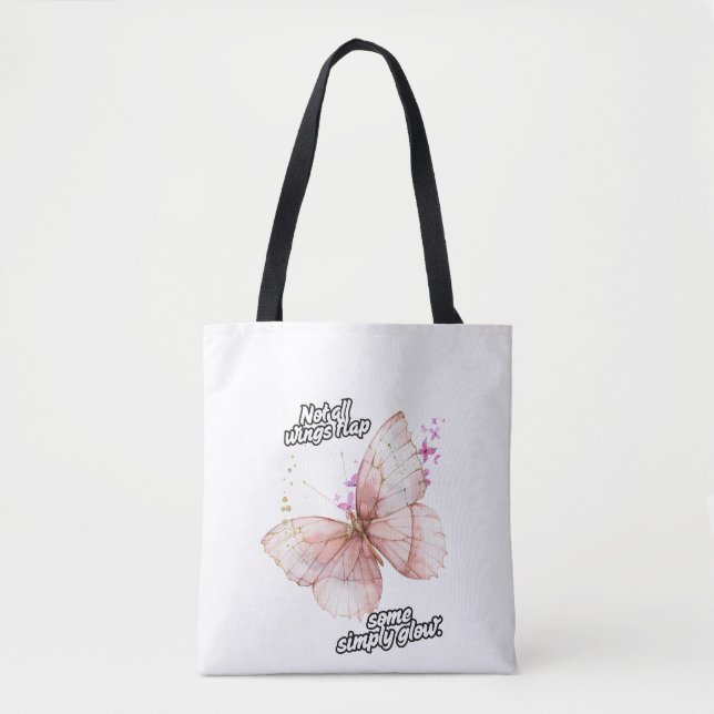 Bolso De Tela Elegant Pink Butterfly Glow Art (Anverso)