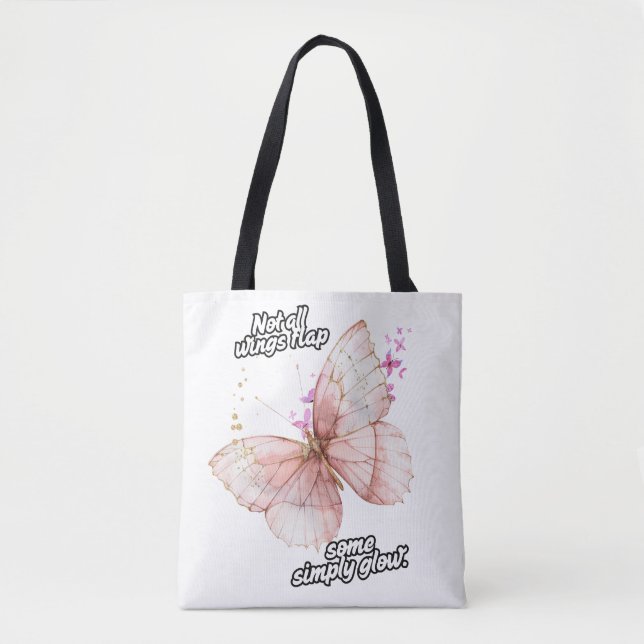 Bolso De Tela Elegant Pink Butterfly Glow Art (Anverso)