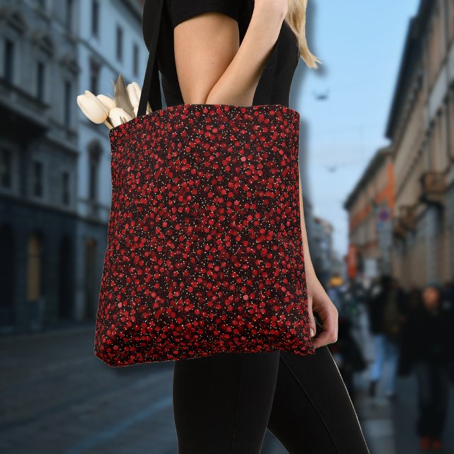 Bolso De Tela Elegant Red Confetti on Black Glitter Style (Subido por el creador)