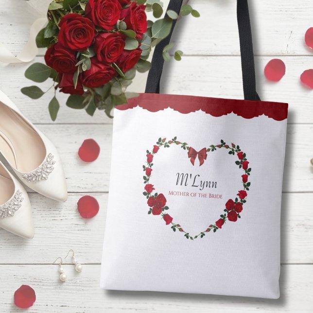 Bolso De Tela Elegant Red Roses Mother of Bride Gift (A sentimental and sophisticated thank-you gift for the Mother of the Bride.)