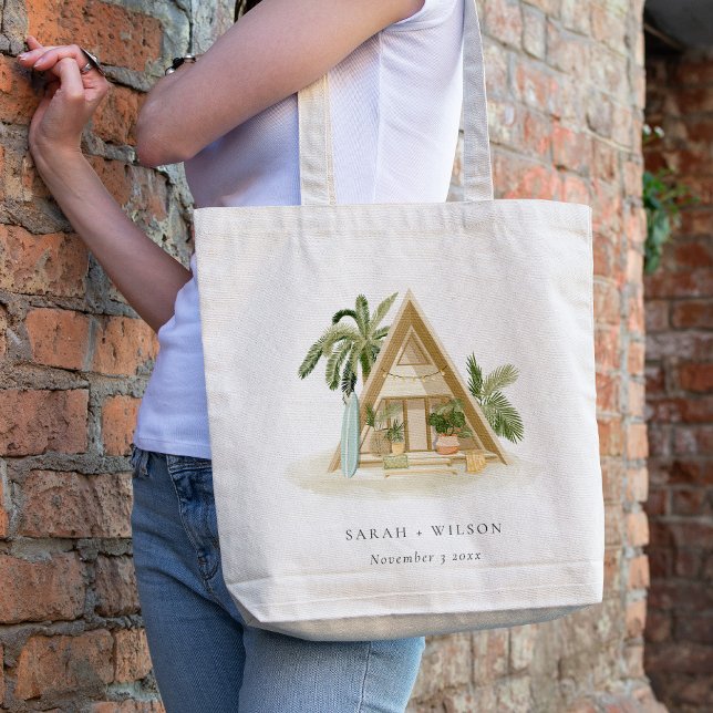 Bolso De Tela Elegant Rustic Tropical Palm Beach Shack Wedding (Subido por el creador)
