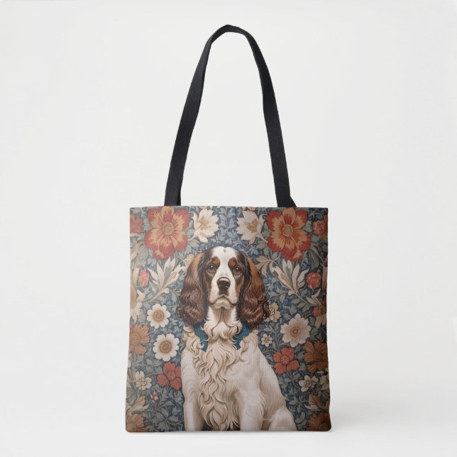 Bolso De Tela Elegant Spaniel On Floral Background (Anverso)