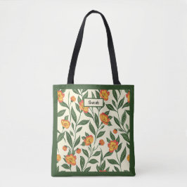 Bolso De Tela Elegant Stylish Cute Orange Botanical Floral Tote