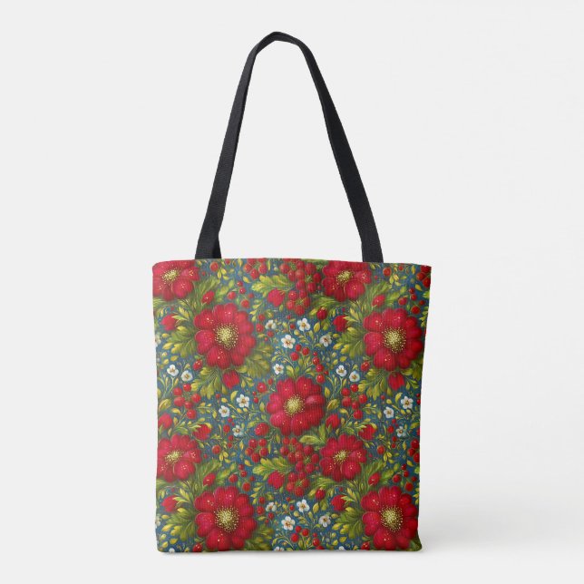 Bolso De Tela Elegant Stylish Rustic Botanical Floral  (Reverso)