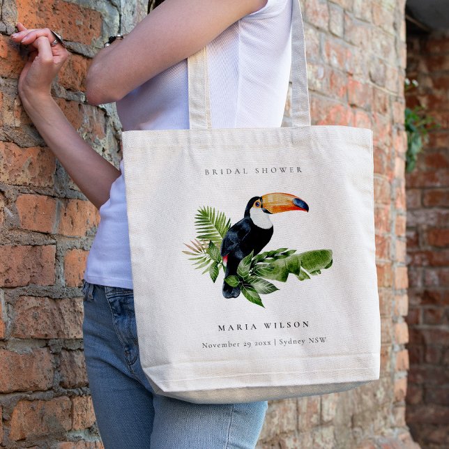 Bolso De Tela Elegant Tropical Rainforest Toucan Bridal Shower (Subido por el creador)