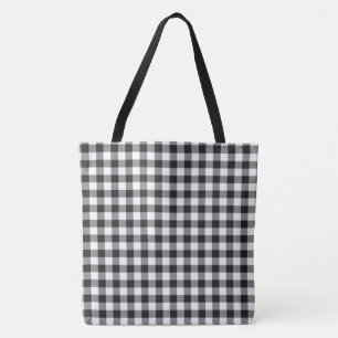 Bolso De Tela Elegante a cuadros en blanco y negro