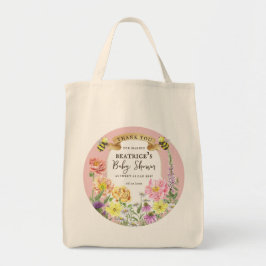 Bolso De Tela Elegante abeja y flor silvestre Baby Shower Favore