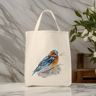 Bolso De Tela Elegante acuarela azul naturaleza
