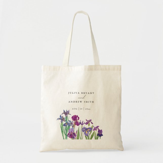 Bolso De Tela Elegante acuarela boda de flores de Iris (Frente)