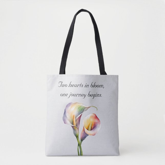 Bolso De Tela Elegante acuarela Calla Lilies Romántico Floral (Anverso)