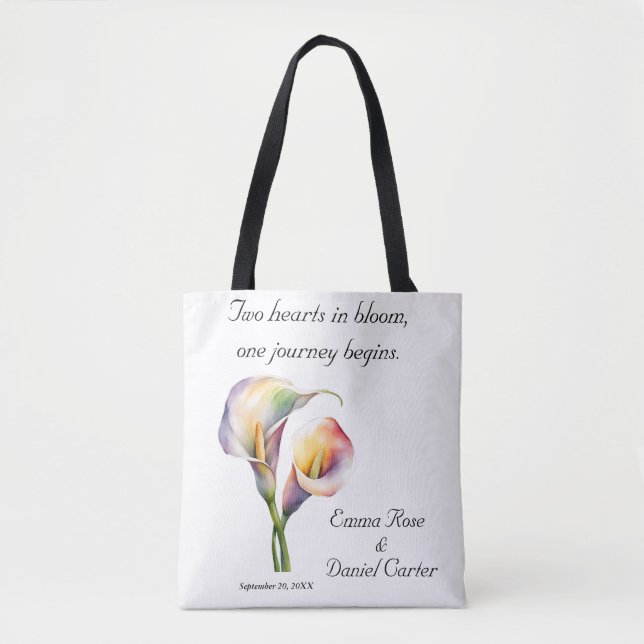 Bolso De Tela Elegante acuarela Calla Lilies Romántico Floral (Anverso)