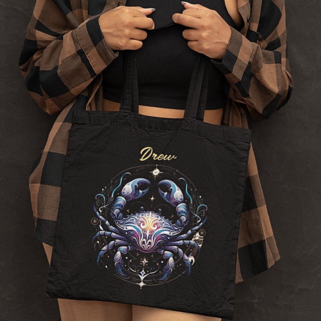 Bolso De Tela Elegante acuarela Cáncer Zodiac Negro (Subido por el creador)