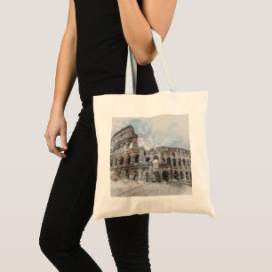 Bolso De Tela Elegante acuarela Coliseo Roma Tote Italia - Arte