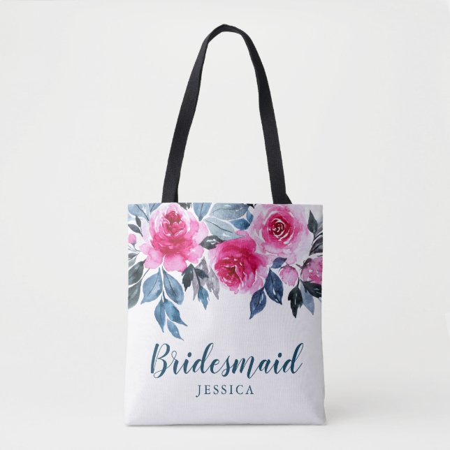 Bolso De Tela Elegante acuarela Floral Boda Bridesmaid (Anverso)