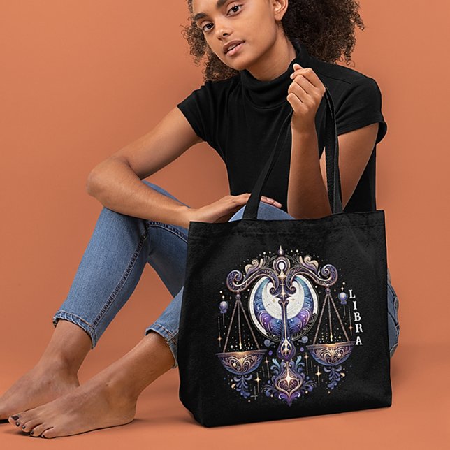 Bolso De Tela Elegante acuarela Libra Zodiac Negro (Subido por el creador)