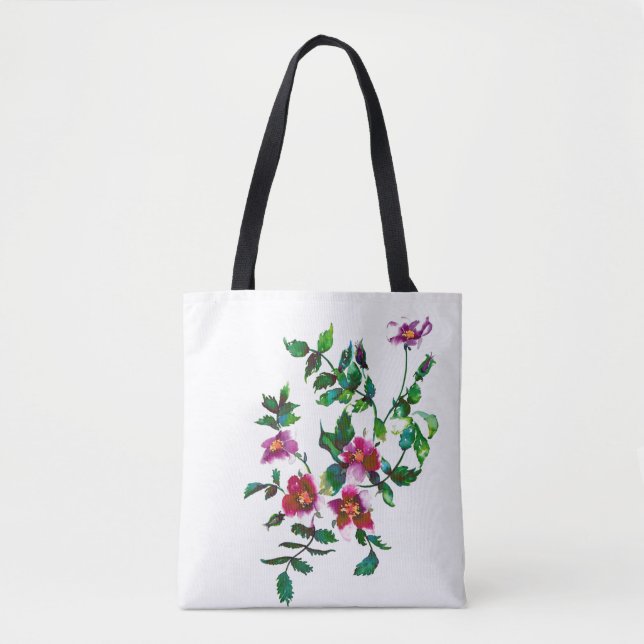 Bolso De Tela Elegante acuarela moderna flores silvestres de col (Anverso)