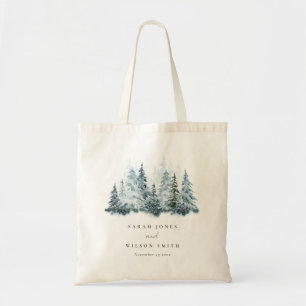 Bolso De Tela Elegante acuarela Nieve Boda de pino de invierno