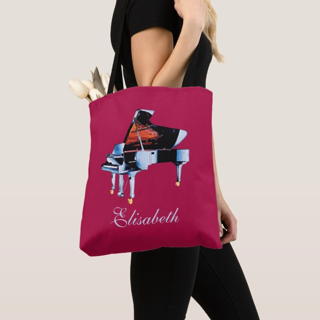 Bolso De Tela Elegante acuarela Piano Tema Personalizado (Detalle)
