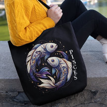 Elegante acuarela Pisces Zodiac Negro