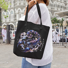Bolso De Tela Elegante acuarela Scorpio Zodiac Negro