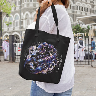 Bolso De Tela Elegante acuarela Scorpio Zodiac Negro