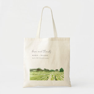 Bolso De Tela Elegante acuarela Verde Boda de viñedos
