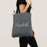 Bolso De Tela Elegante alfabeto Abigail Nombre personalizado gri<br><div class="desc">Elegante Guión Abigail Nombre Personalizado Nombre Gris.</div>
