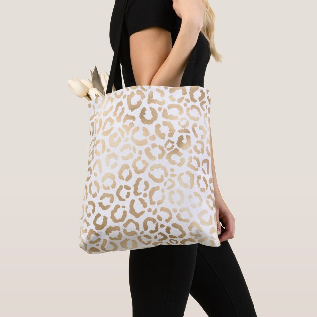 Bolso De Tela Elegante animal de leopardo blanco de oro (Detalle)