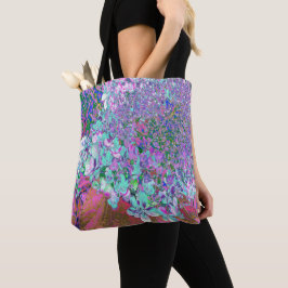 Bolso De Tela Elegante Aqua y Purple Limelight Hydrangea Detalle