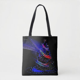Bolso De Tela Elegante árbol de navidad azul estrellado de la ma