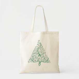 Bolso De Tela Elegante árbol de Navidad rojo y verde caligrafía