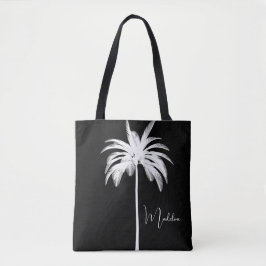 Bolso De Tela Elegante árbol de palmas tropicales blanco