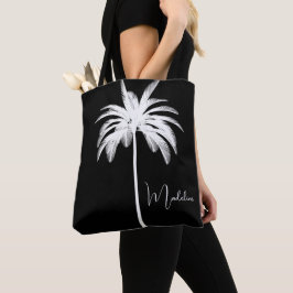 Bolso De Tela Elegante árbol de palmas tropicales blanco