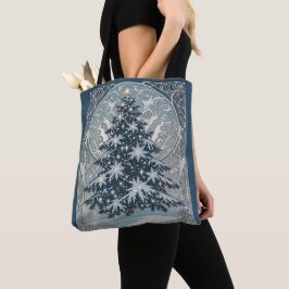 Bolso De Tela Elegante árbol de Yule de Navidad copos de nieve y