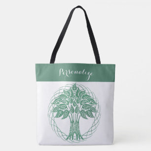 Bolso De Tela Elegante árbol Purpurina verde de yoga Life Zen