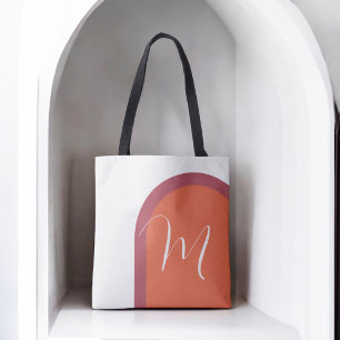 Bolso De Tela Elegante arco de coral magenta con monograma