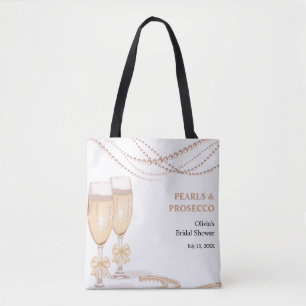 Bolso De Tela Elegante Arco de Oro Perlas y Prosecco Despedida d