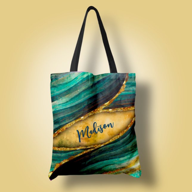Bolso De Tela Elegante arte de mármol turquesa de imitación de o (Subido por el creador)