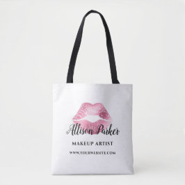 Bolso De Tela Elegante artista de maquillaje de labios rosados