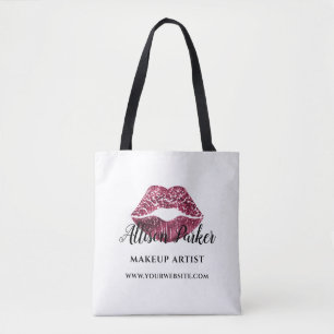 Bolso De Tela Elegante artista de maquillaje de los labios rojos
