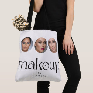 Bolso De Tela Elegante Artista de Maquillaje MUA Blanco 3 Fotos