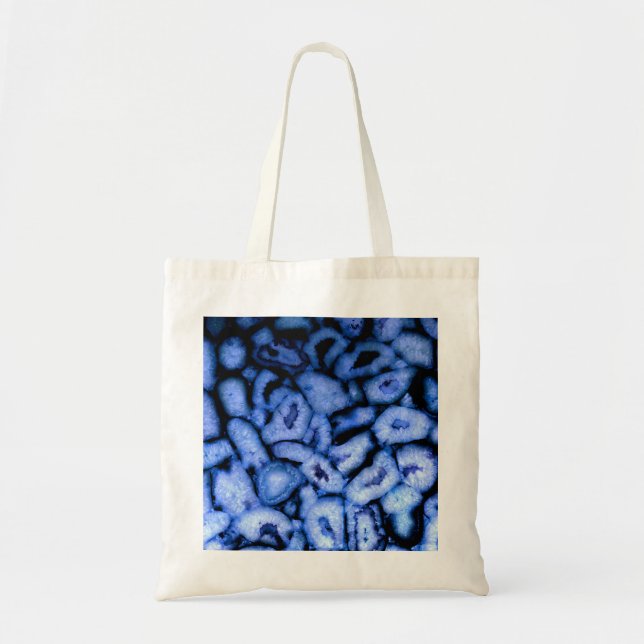 Bolso De Tela Elegante azul agates azules gemas cuarzo azul (Frente)