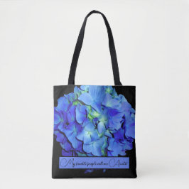 Bolso De Tela Elegante azul floral rosas azul hortensias azules